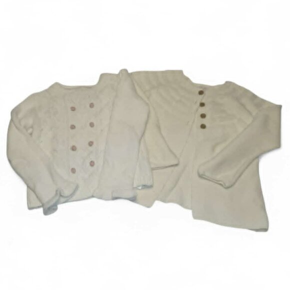 Girl's Cotton Sweater Lot Cream Stitch Button Details 3T Tahari - Picture 1 of 14